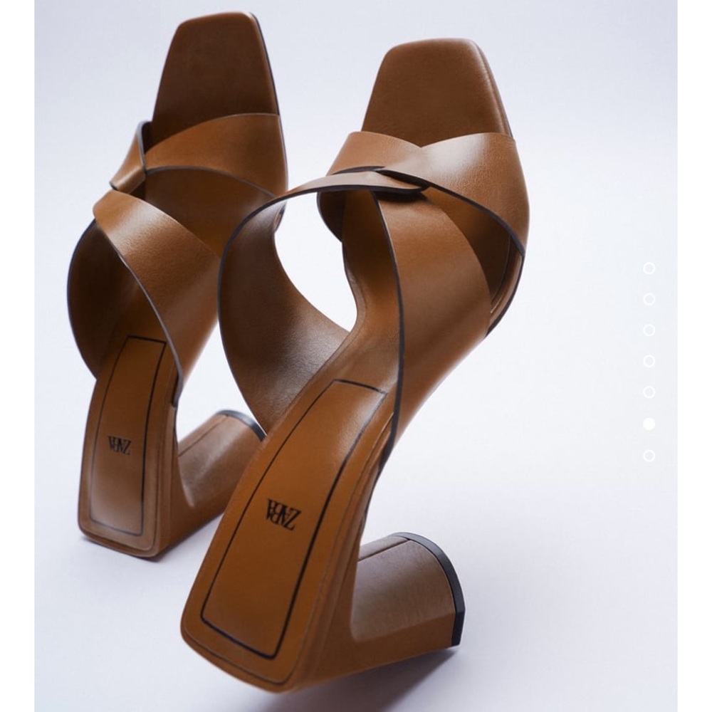 Zara block heel leather sandal NWT